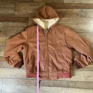 80s VINTAGE Size M - Rust Sherpa Lined Hoodie Work Jacket PRIDE Zipper USA 32629